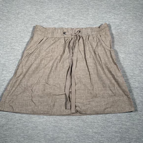 Eileen Fisher Skirt Womens Large Brown Drawstring Cotton A Line Casual‎ Pockets - Picture 2 of 10